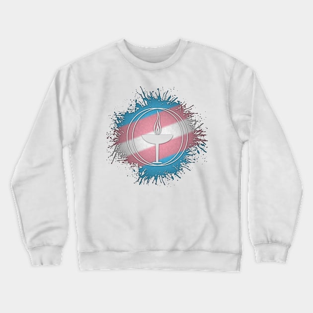 Paint Splatter Transgender Pride Unitarian Universalism Symbol Crewneck Sweatshirt by LiveLoudGraphics